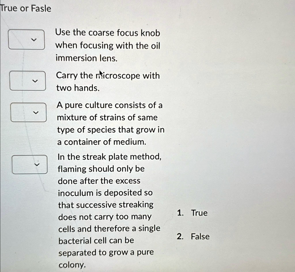 SOLVED True or False Use the coarse focus knob when focusing with the