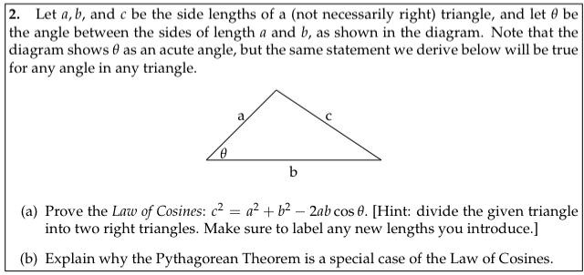 Triangle Same Length Let o,b, und be the side lengths of (not necessarily right) triangle ...