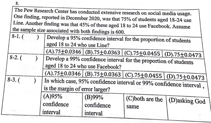 SOLVED:The - Pew Research Center has conducted extensive research on