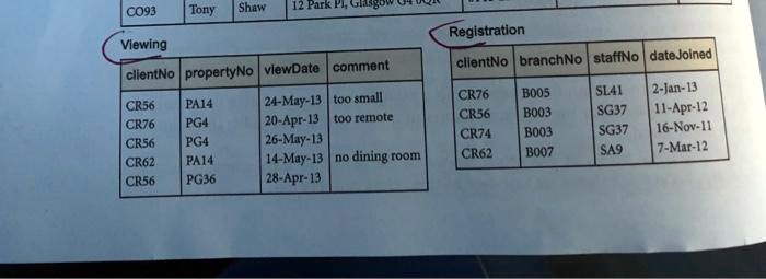 use the viewing and registration tables to generate a cartescian ...