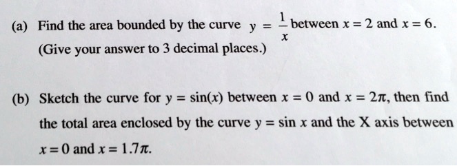 Solved Find The Area Bounded By The Curve Give Your Answer To 3