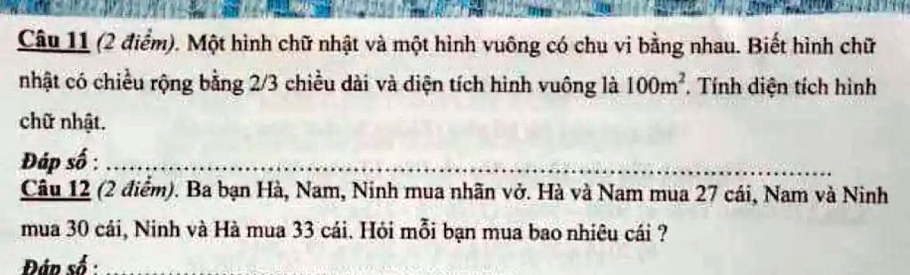 SOLVED: CÃ¢u 1 (2 Ä‘iá»ƒm). Má»™t HÃ¬nh Chá»¯ Nháº­t VÃ Má»™t HÃ¬nh VuÃ ...