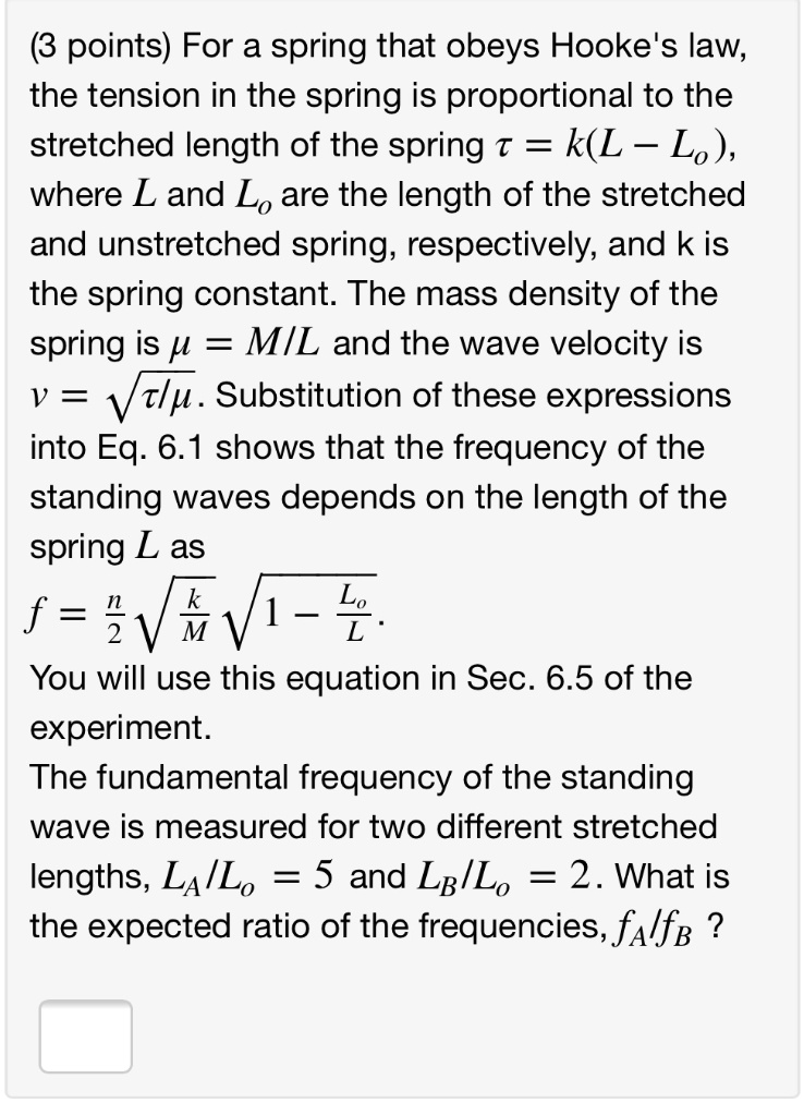SOLVED For a spring that obeys Hooke's law, the tension in the spring