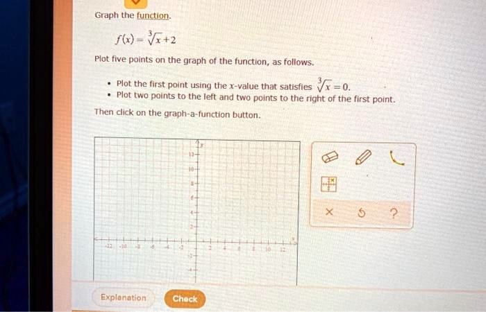 SOLVED: Graph the Lurctop: f(x) = âˆš(5x + 2) Plot five points on the ...