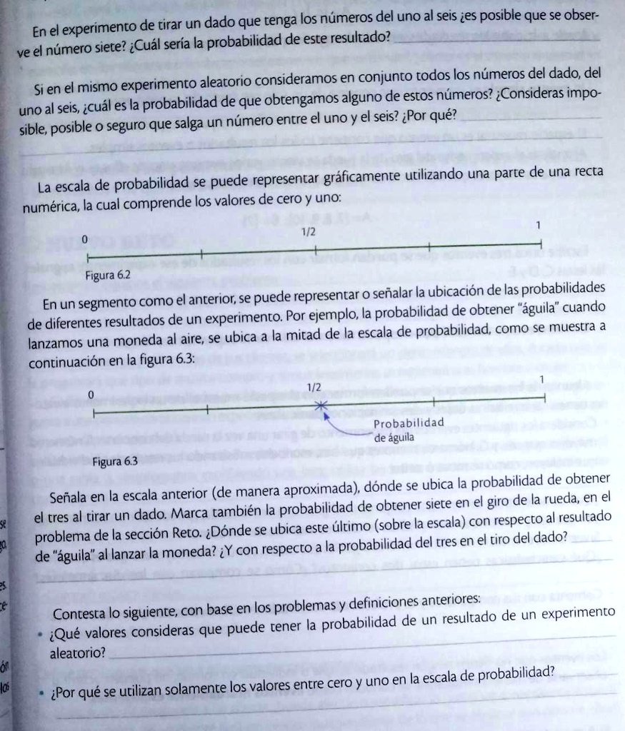 SOLVED: me ayudan porfa ;( es de calcular los eventos y probabilidad de  cirar un dado que tenga los números del uno al seis ies posible que se  obser- En el experimento )