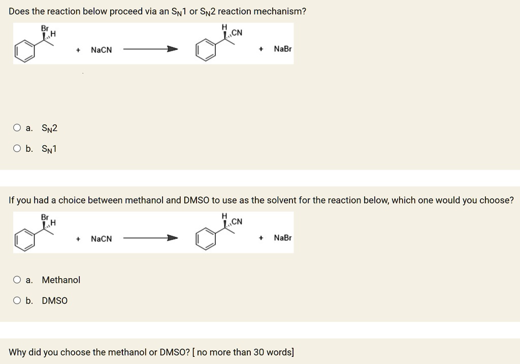 Solved Does The Reaction Below Proceed Via An Sn1 Or Sn2 Reaction