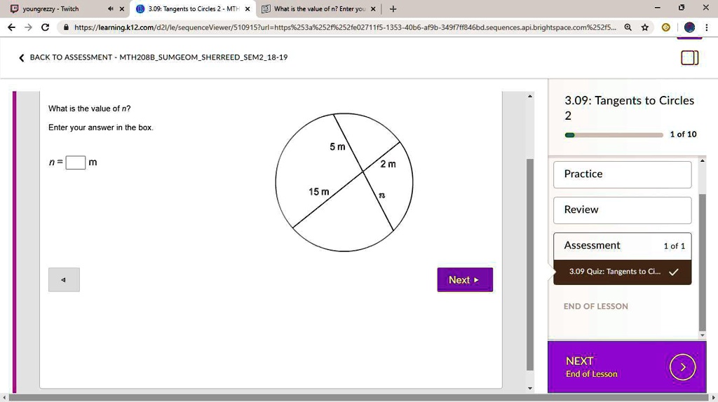 SOLVED: 'What is the value of n?Enter your answer in the box. Vounarezs ...