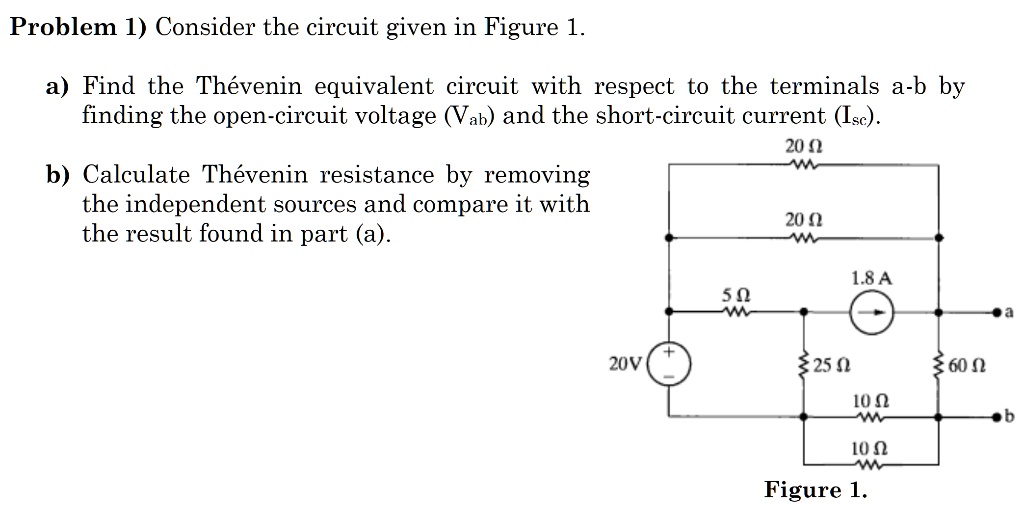 SOLVED: Problem 1) Consider the circuit given in Figure 1 a) Find the ...