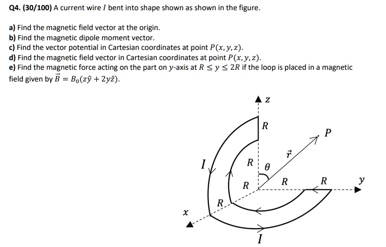 SOLVED: Q4. (30/100) A current wire I bent into the shape shown in the ...