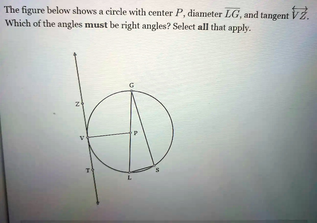 SOLVED: The figure below shows a circle with center P, diameter EG, and ...