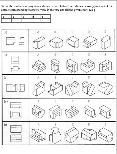 SOLVED: For the multi-view projections shown in each lettered cell ...