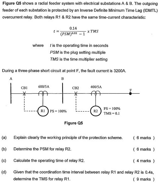 SOLVED Figure Q5 shows a radial feeder system with electrical