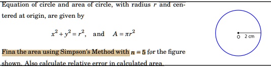 Radius Calculation Methods SOLVED: Equation circle and area of circle, with radius and cen tered ...