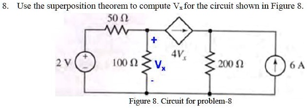 Superposition Problems SOLVED: Use the superposition theorem to compute V for the circuit ...
