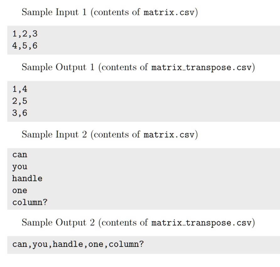 SOLVED: I was given a comma-separated file ‘maxtrix.csv’ containing a ...