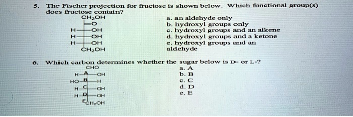 Solved The Fischer Projection Of Fructose Is Shown Below Which Functional Group S Are Present