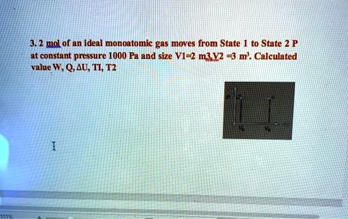 SOLVED: 3.2 mal of an ideal monoatomic gas moves from State to State 2 ...