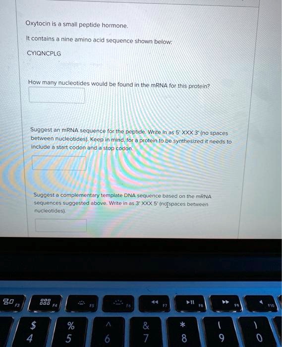 Solved Oxytocin Is A Small Peptide Hormone It Contains A Nine Amino Acid Sequence Shown Below 3877