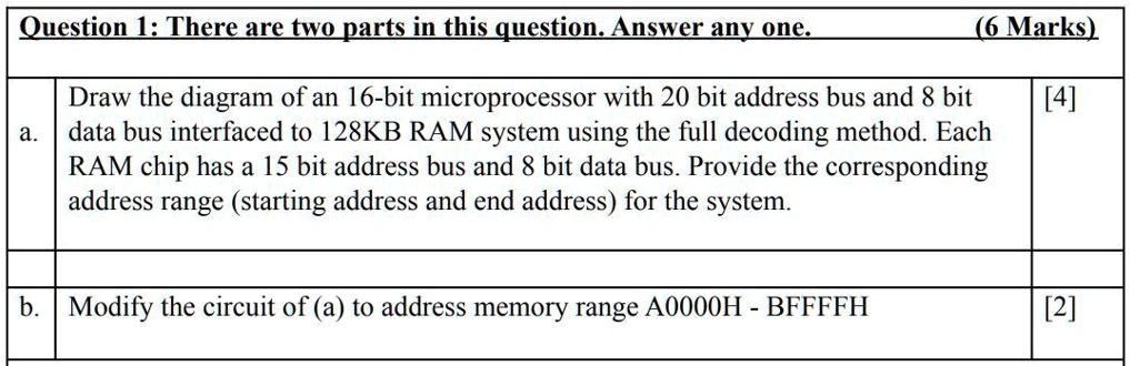 SOLVED: Question 1: There are two parts in this question. Answer any ...