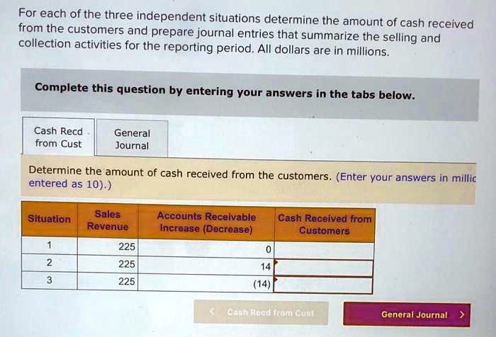 Amounts Received In Advance From Customers For Future Products SOLVED: For each of the three independent situations determine the