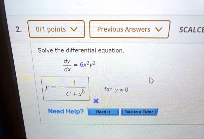 Video Solution Solve The Differential Equation Dy Dx 6x 2y 2 0