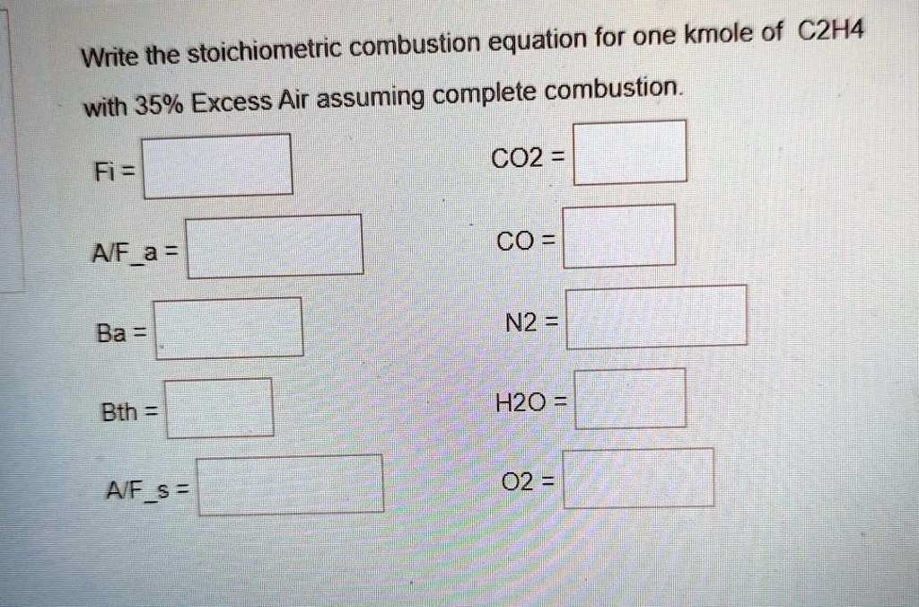 SOLVED Write the stoichiometric combustion equation for one kmole