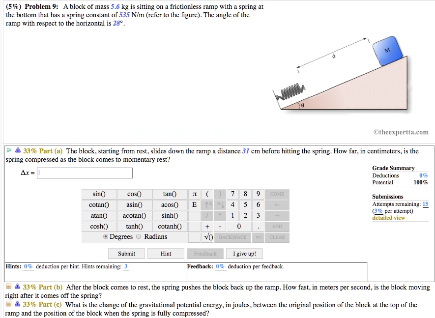 SOLVEDProblem 9 block of mass 6kg is sitting on frictionless ramp