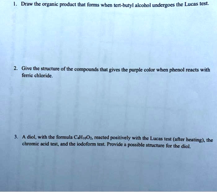 SOLVED Draw the organic product that forms when tertbutyl alcohol