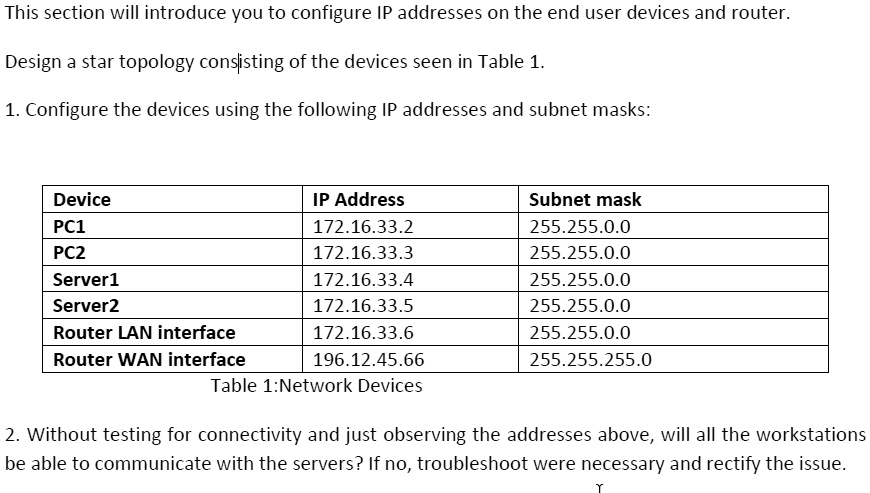 SOLVED: This section will introduce you to configure IP addresses on ...