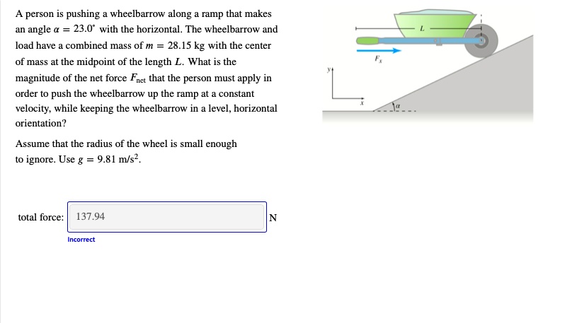 SOLVED A person is pushing a wheelbarrow along a ramp that makes