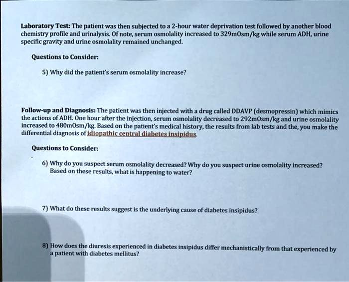 SOLVED Laboratory Test The patient was then subjected t0 a 2hour