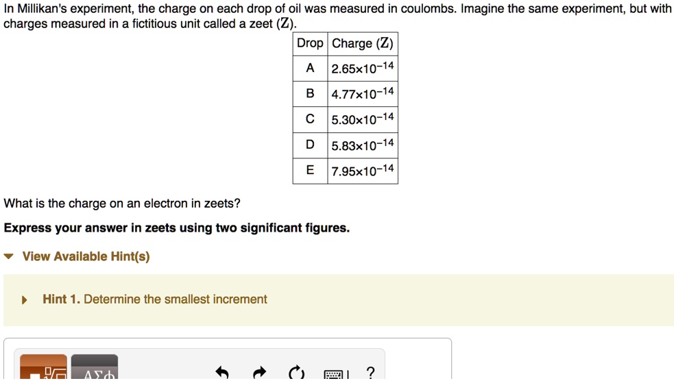 in millikans experiment the charge on each drop of oil was measured in ...