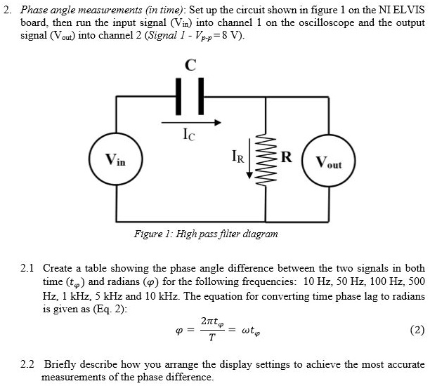 SOLVED Phase angle measurements in time Set up the circuit shown in