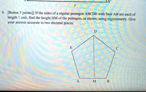 bonus points if the sides of regular pentagon abcde with base ab are ...