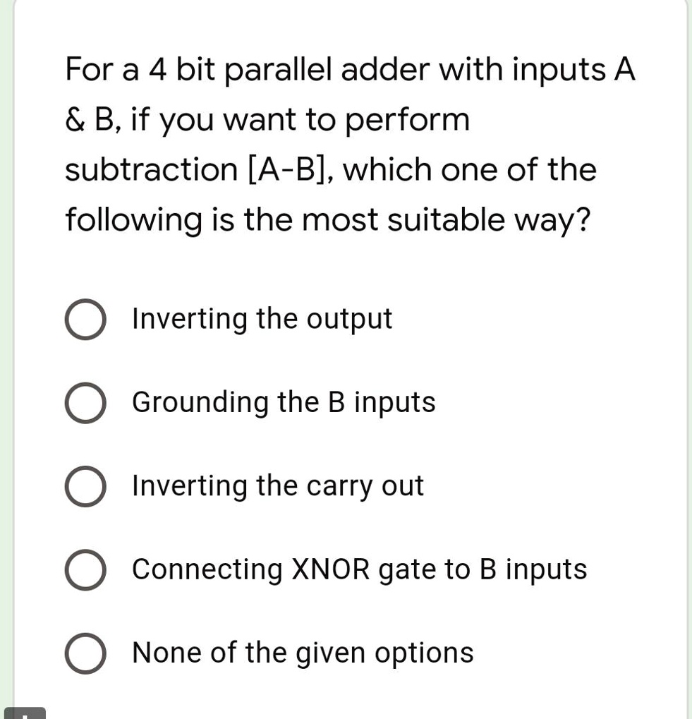 SOLVED: For A 4 Bit Parallel Adder With Inputs A B, If You Want To ...