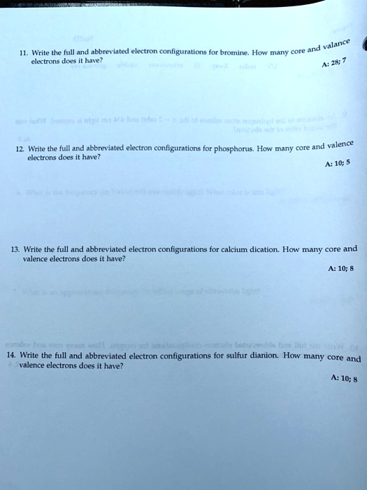 Solved Rolunce Wnrite Full And Abbreviated Electron Configurallons For Bromine How Mani Core