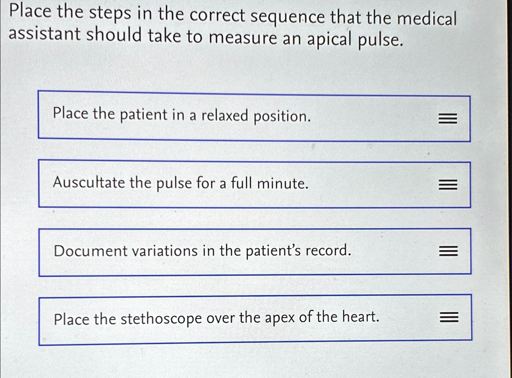 Solved Place The Steps In The Correct Sequence That The Medical