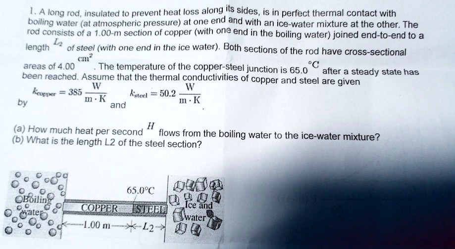 SOLVED A long rod, insulated t0 prevent heat loss along its sides, is