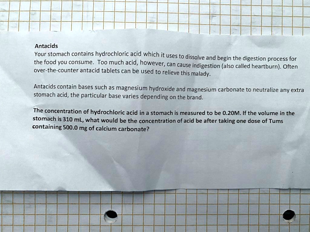SOLVED Antacids Your stomach contains hydrochloric acid, which it