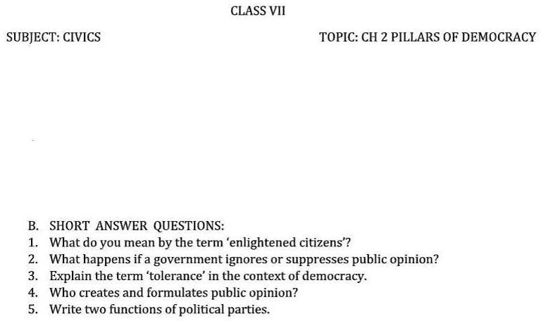 pillars of democracy 11th class summary chapter