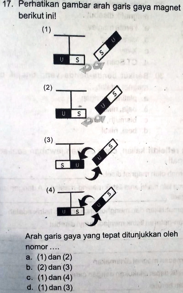 SOLVED: Perhatikan gambar arah garis gaya magnet berikut arah garis