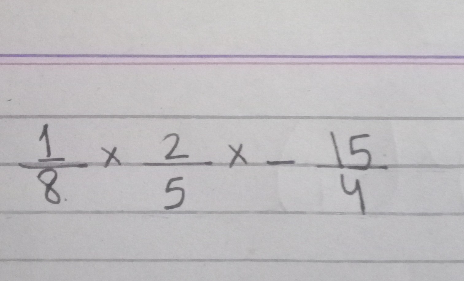 SOLVED (1)/(8)×(2)/(5) x(15)/(4)