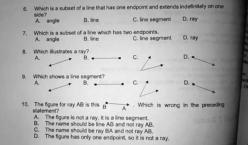 subset of a line that has one endpoints