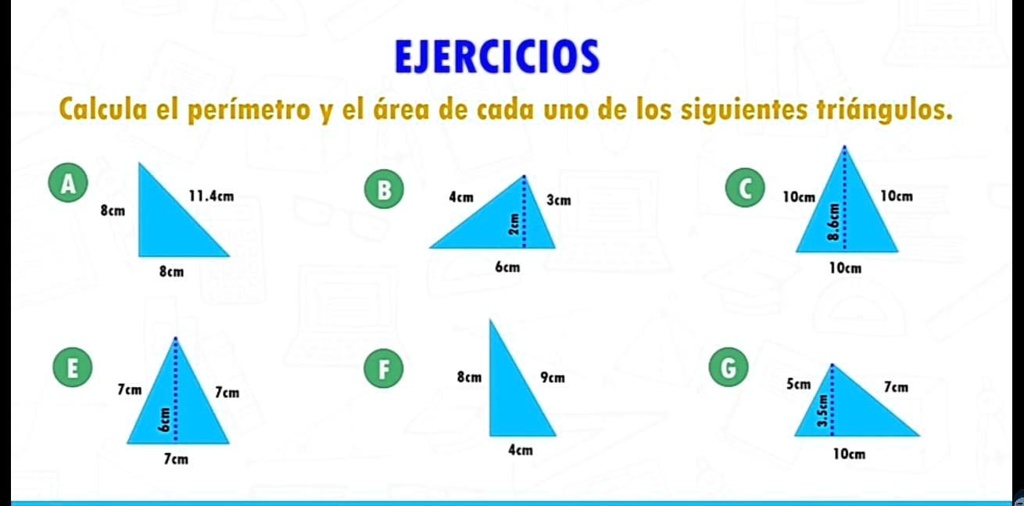 SOLVED: calcula el perimetro y el area de cada uno de los siguientes