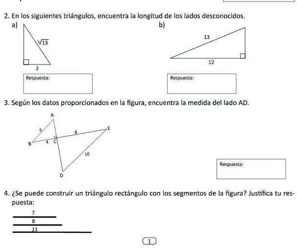 SOLVED: En Los Siguientes Triángulos Encuentra La Longitud De Dos Lados ...