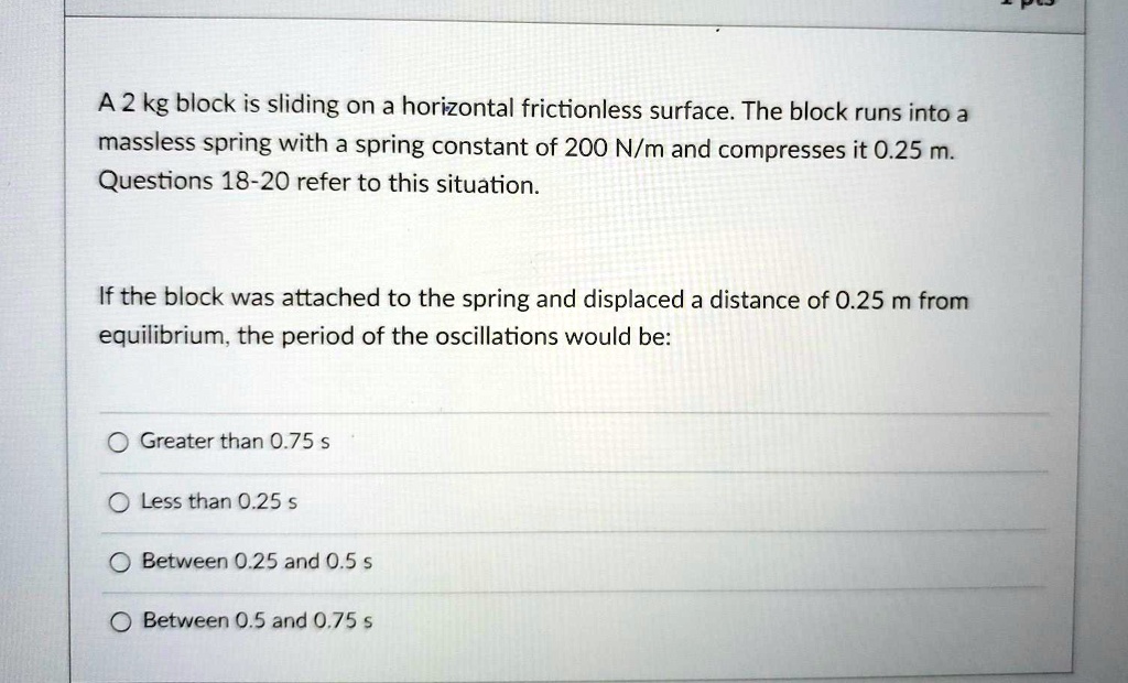SOLVED A 2 kg block is sliding on a horizontal frictionless surface