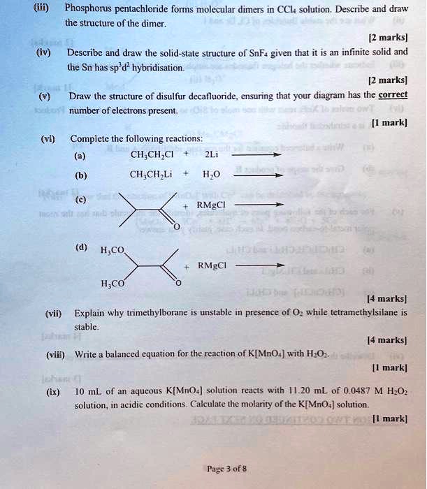 SOLVED (iii) Phosphorus pentachloride forms molecular dimers in CCl