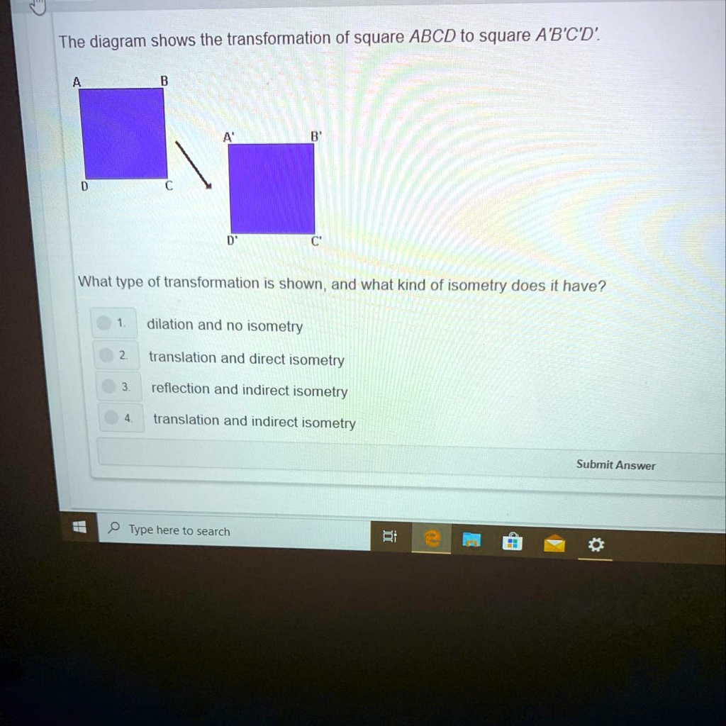 Solved what type of transformation is shown the diagram shows the