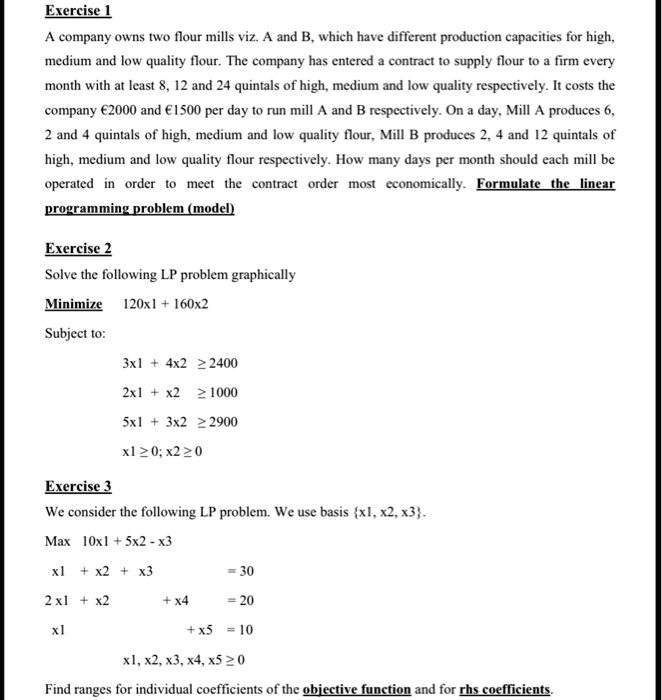 A company owns two flour mills, A and B, which have different