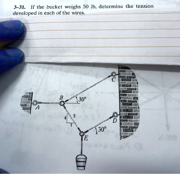 SOLVED: 3-31. If The Bucket Weighs 50 Lb. Determine The Tension ...